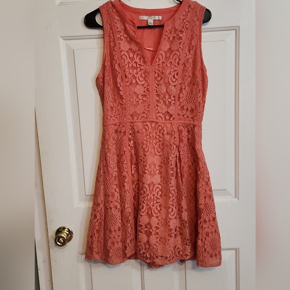 LC Lauren Conrad Coral Sleeveless Lace Dress